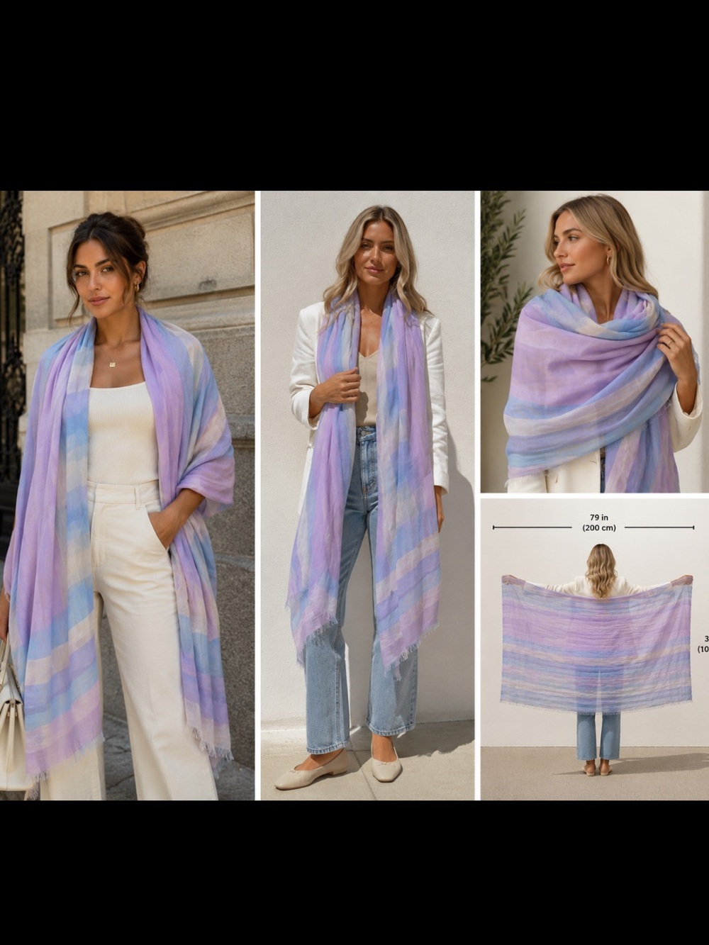 Burberry Pastel Plaid Scarf in Lavender and Light Blue - Picture 12 of 12